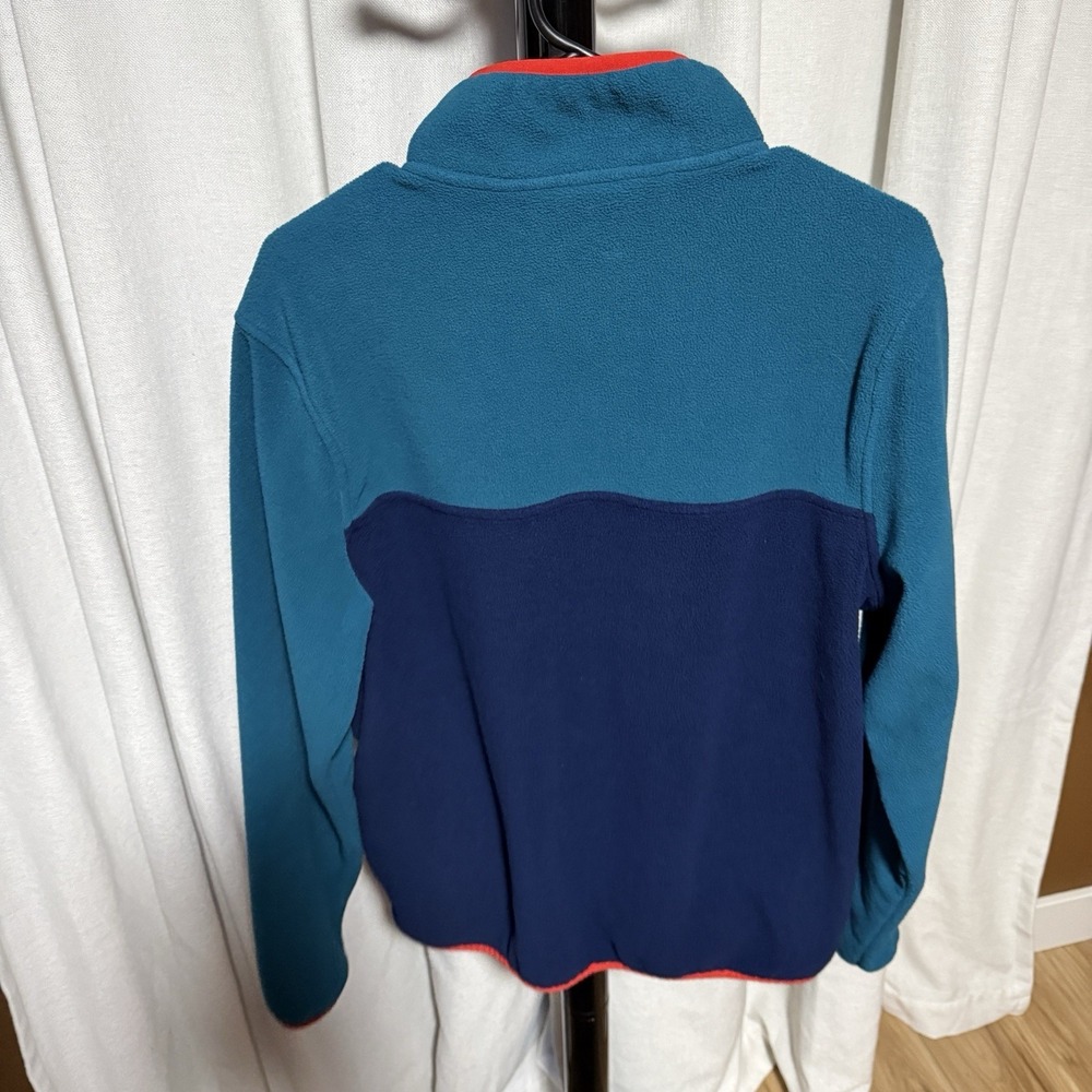 Lands End Mens Medium Fleece Sweatshirt Shirt Quarter Snap Pullover Pockets Blue - Picture 2 of 7